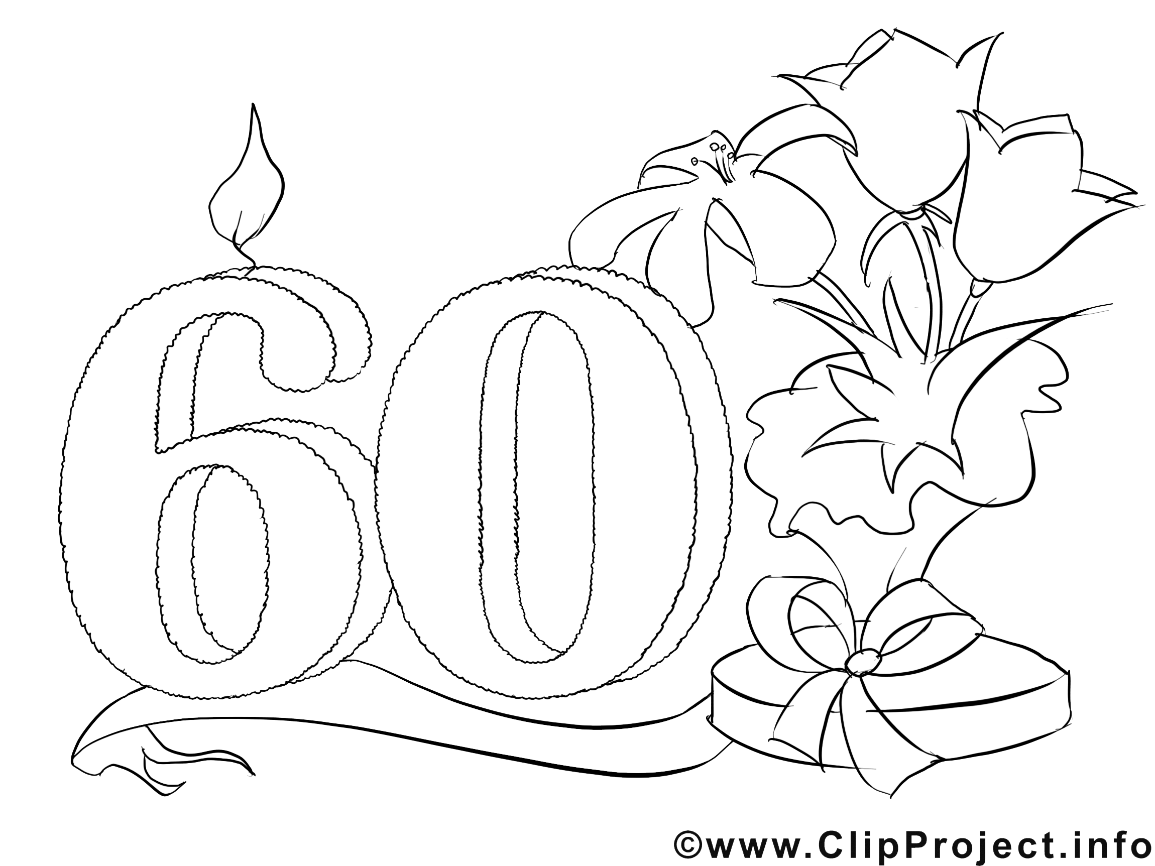 60 ans clipart gratuit Invitations à colorier
