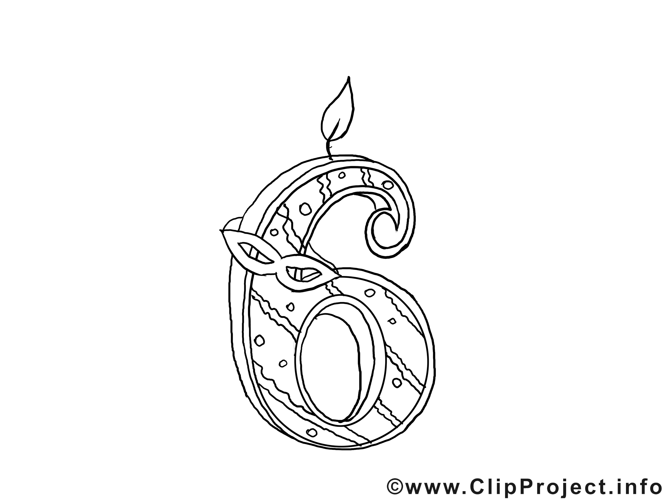 6 ans clipart – Invitations dessins à colorier - Invitations coloriages