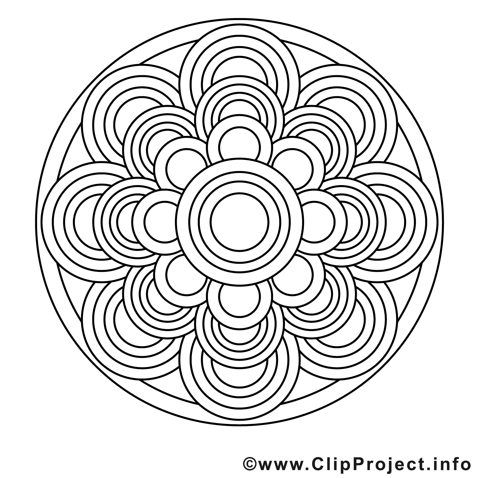 Mandalas clip art image à colorier  Mandalas coloriages dessin