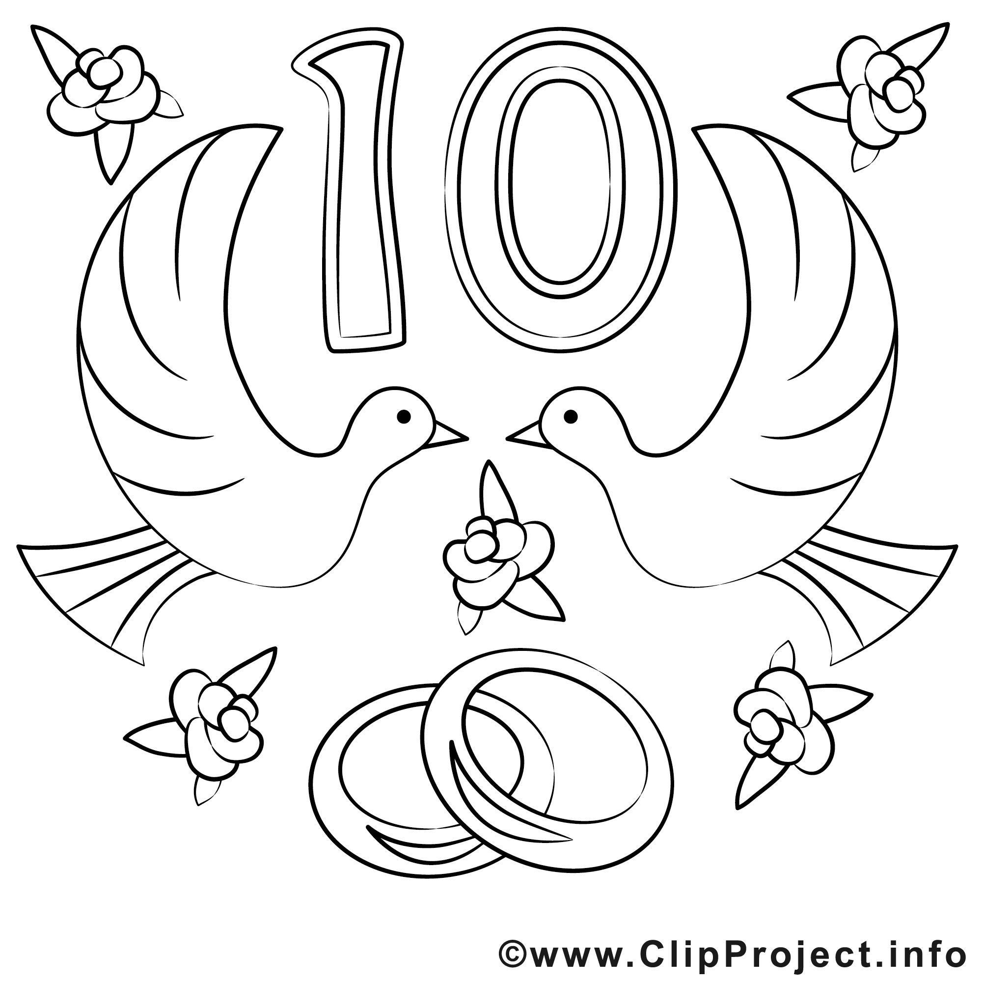 10 ans image – Coloriage mariage illustration  Mariage coloriages