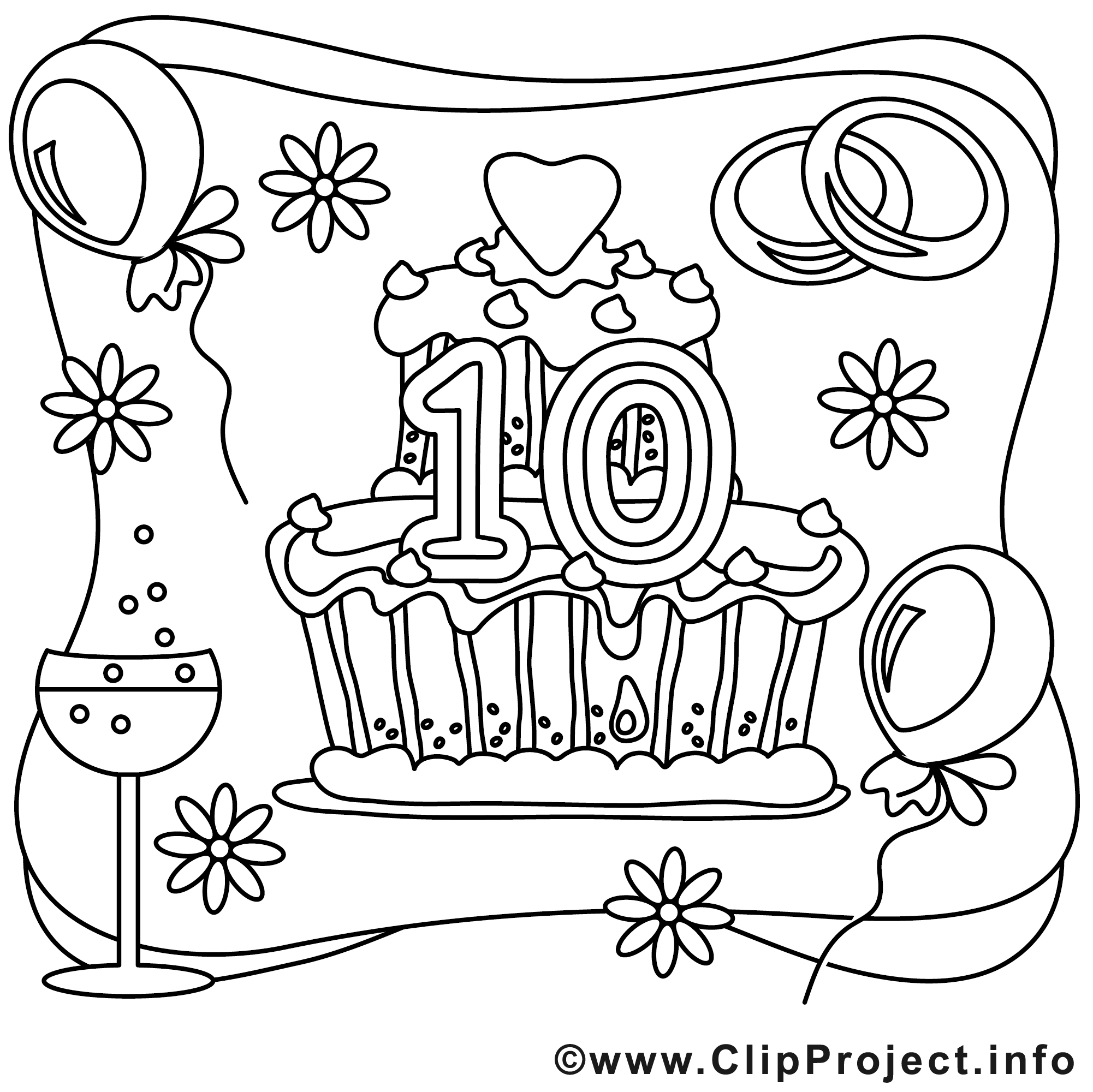 10 ans image – Mariage images à colorier  Mariage coloriages dessin