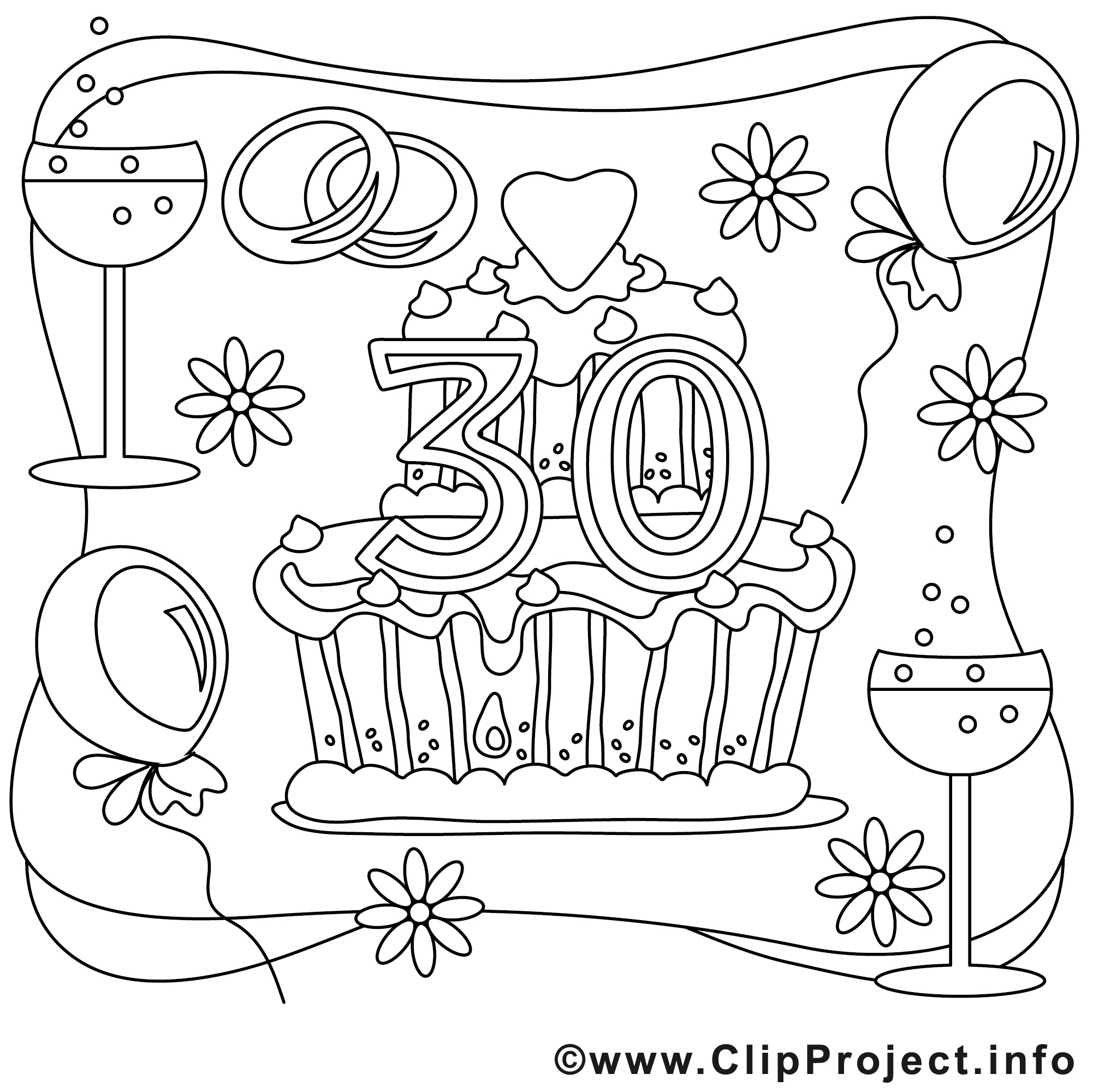 coloriage anniversaire 30 ans 30 Ans Image Gratuite Mariage A Colorier Mariage Coloriages coloriage anniversaire 30 ans