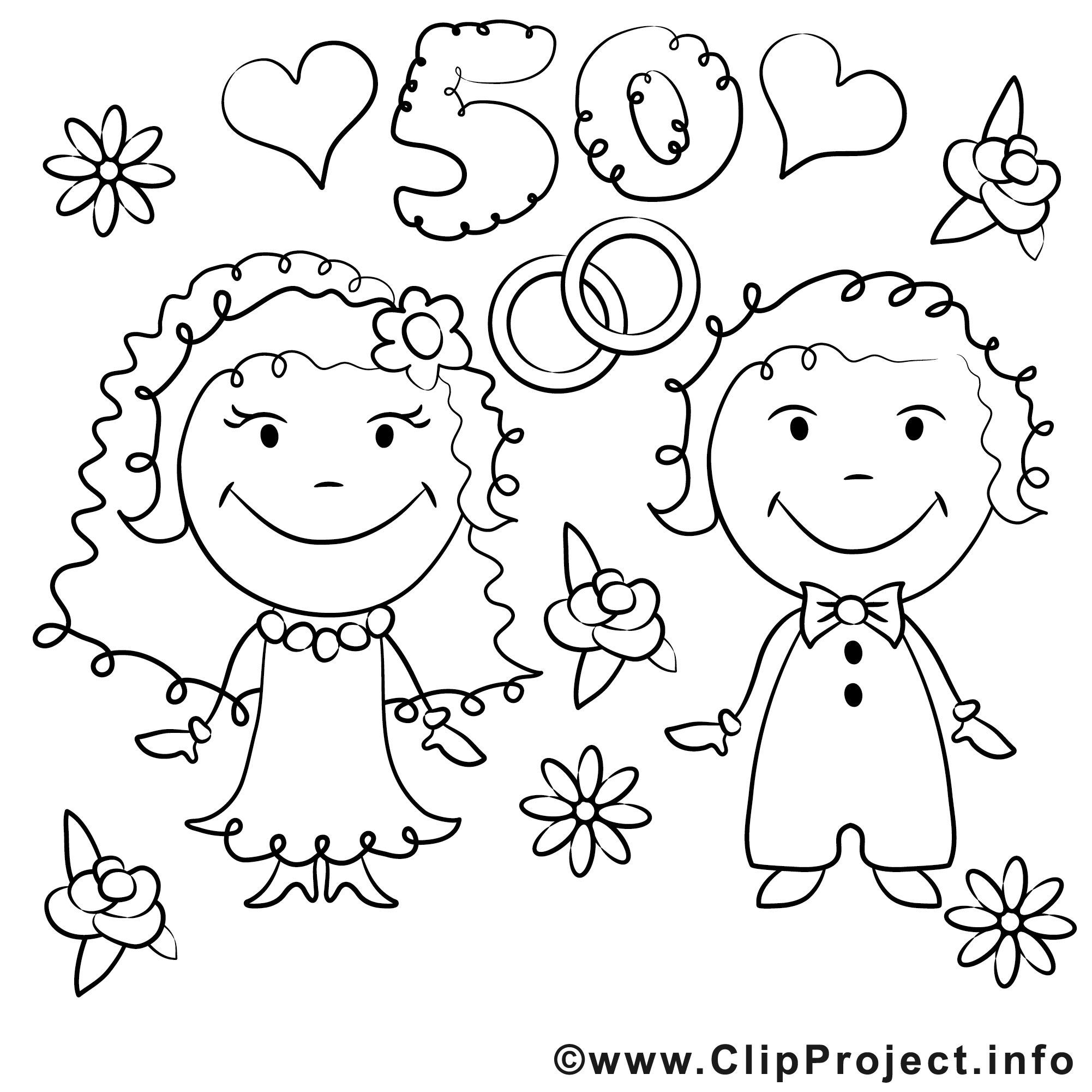 50 ans image Mariage images à colorier Mariage coloriages dessin
