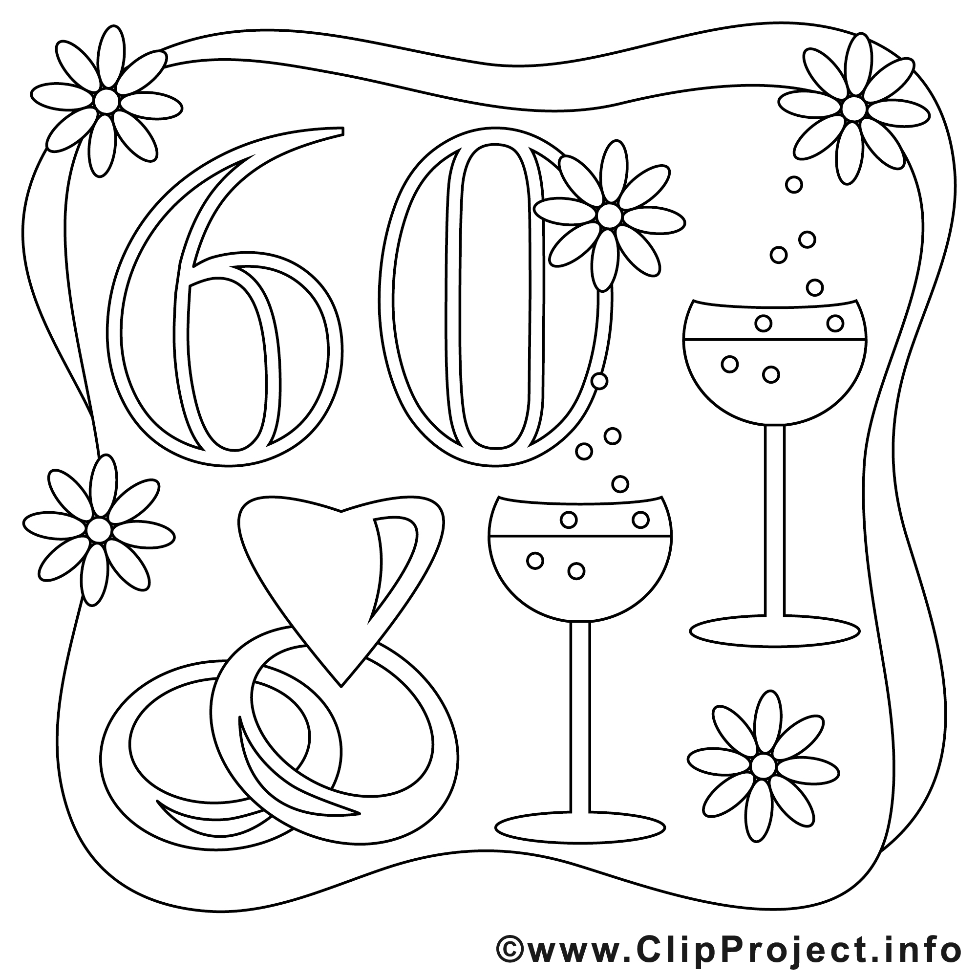 60 ans image gratuite Mariage à colorier Mariage