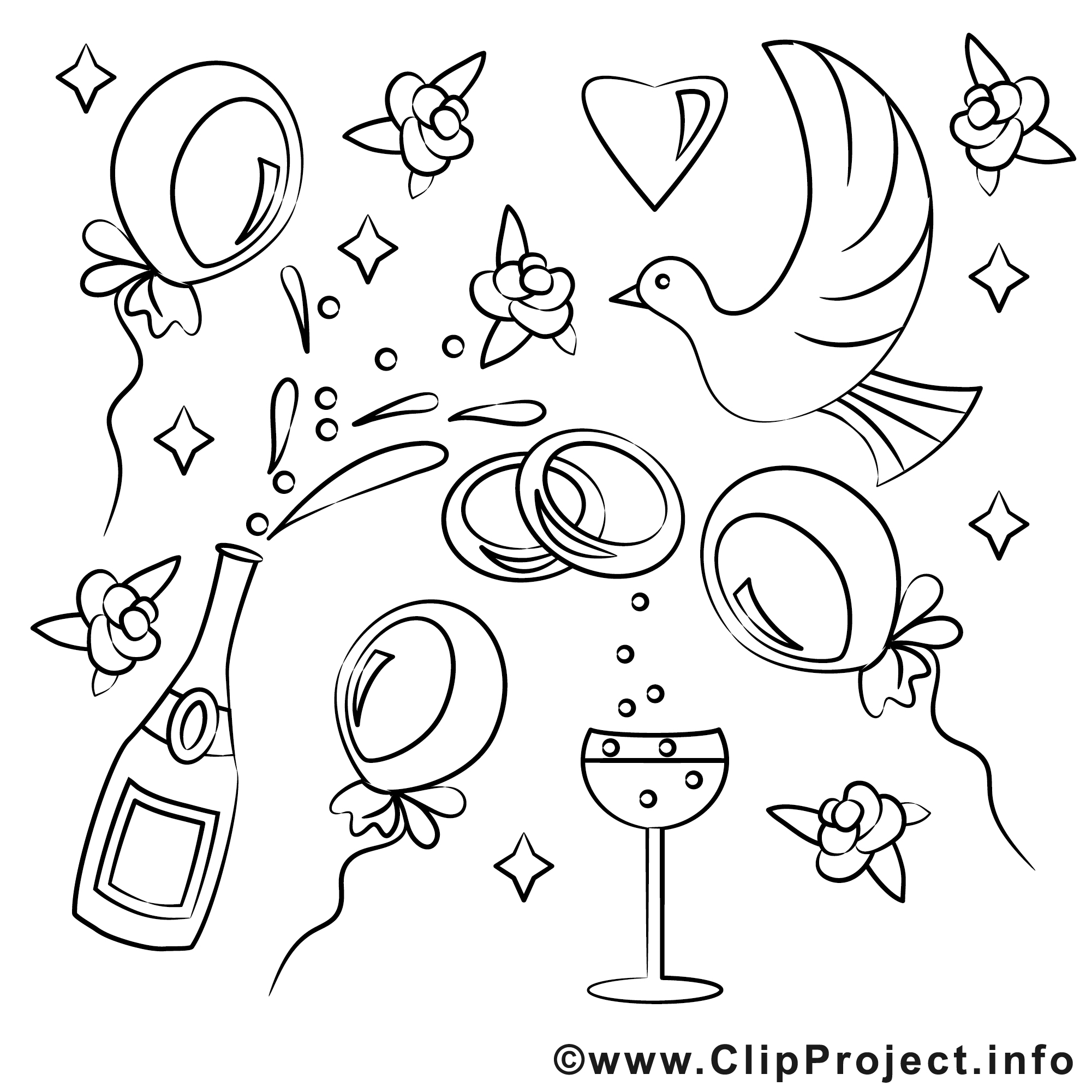 Mariage à colorier dessin à télécharger  Mariage coloriages dessin