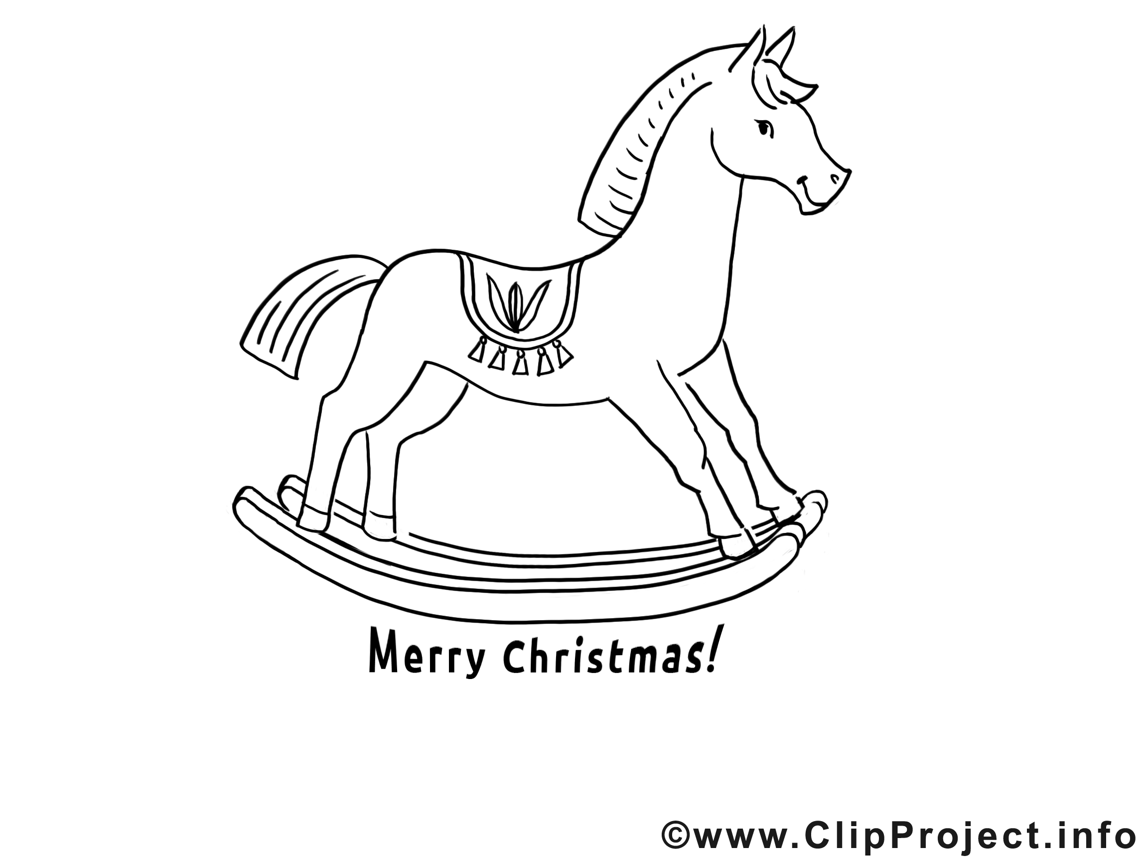 Cheval en bois image à télécharger – Noël à colorier  Noël coloriages