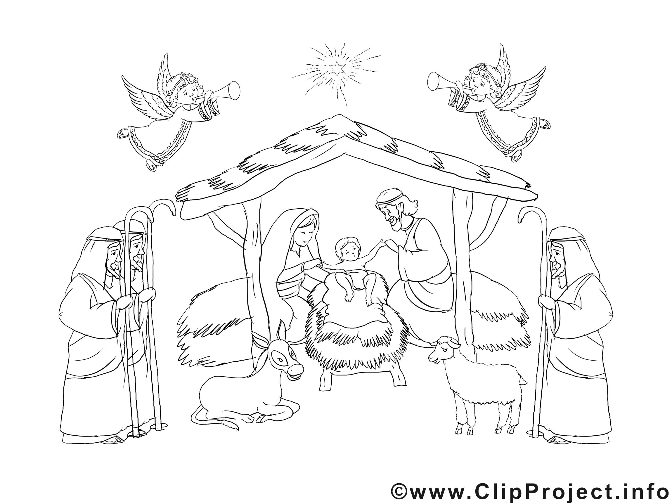 Crêche clipart Noël dessins à colorier Noël coloriages dessin, picture, image, graphic, clip