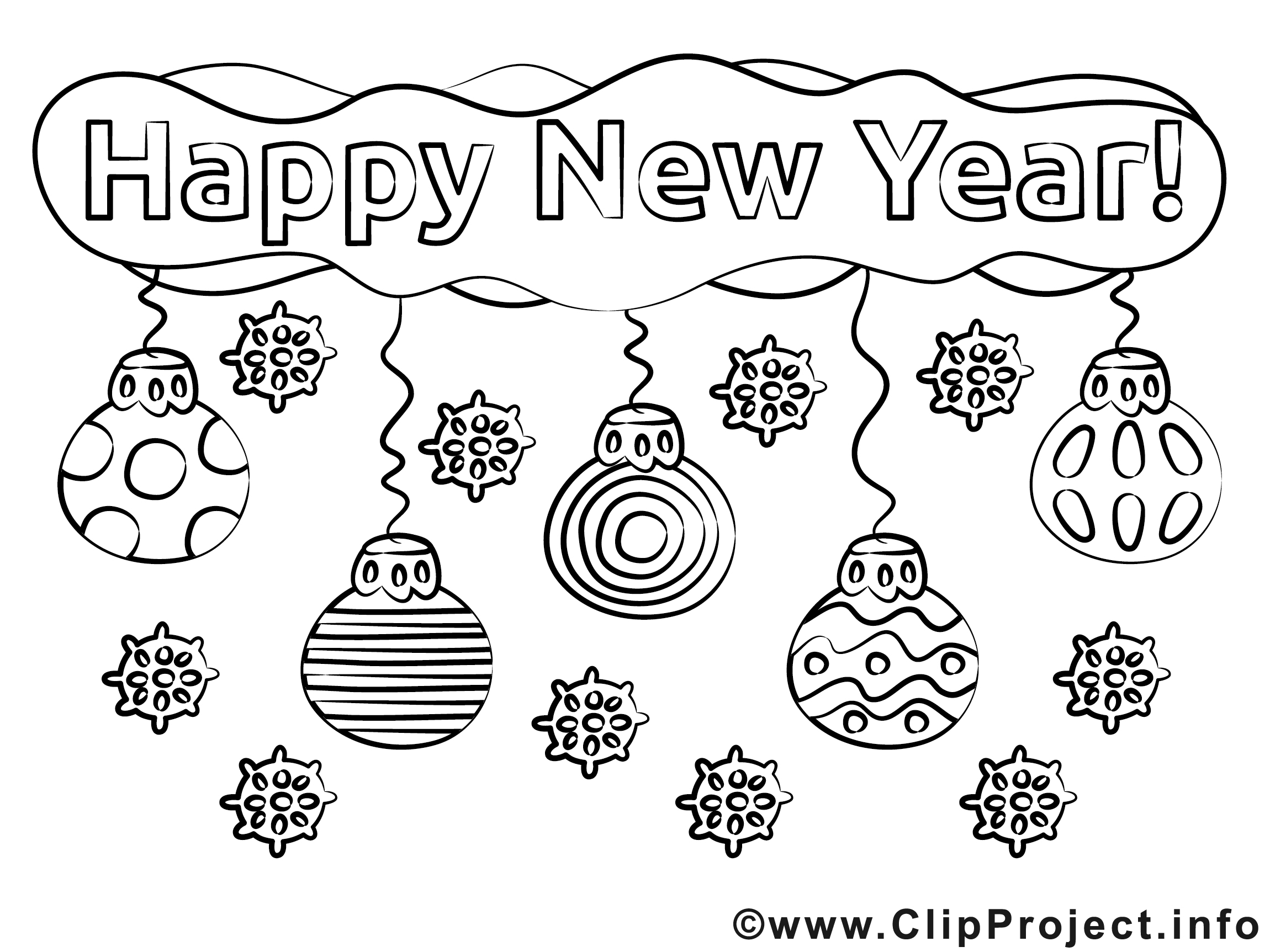Надпись Happy New Year Трафарет