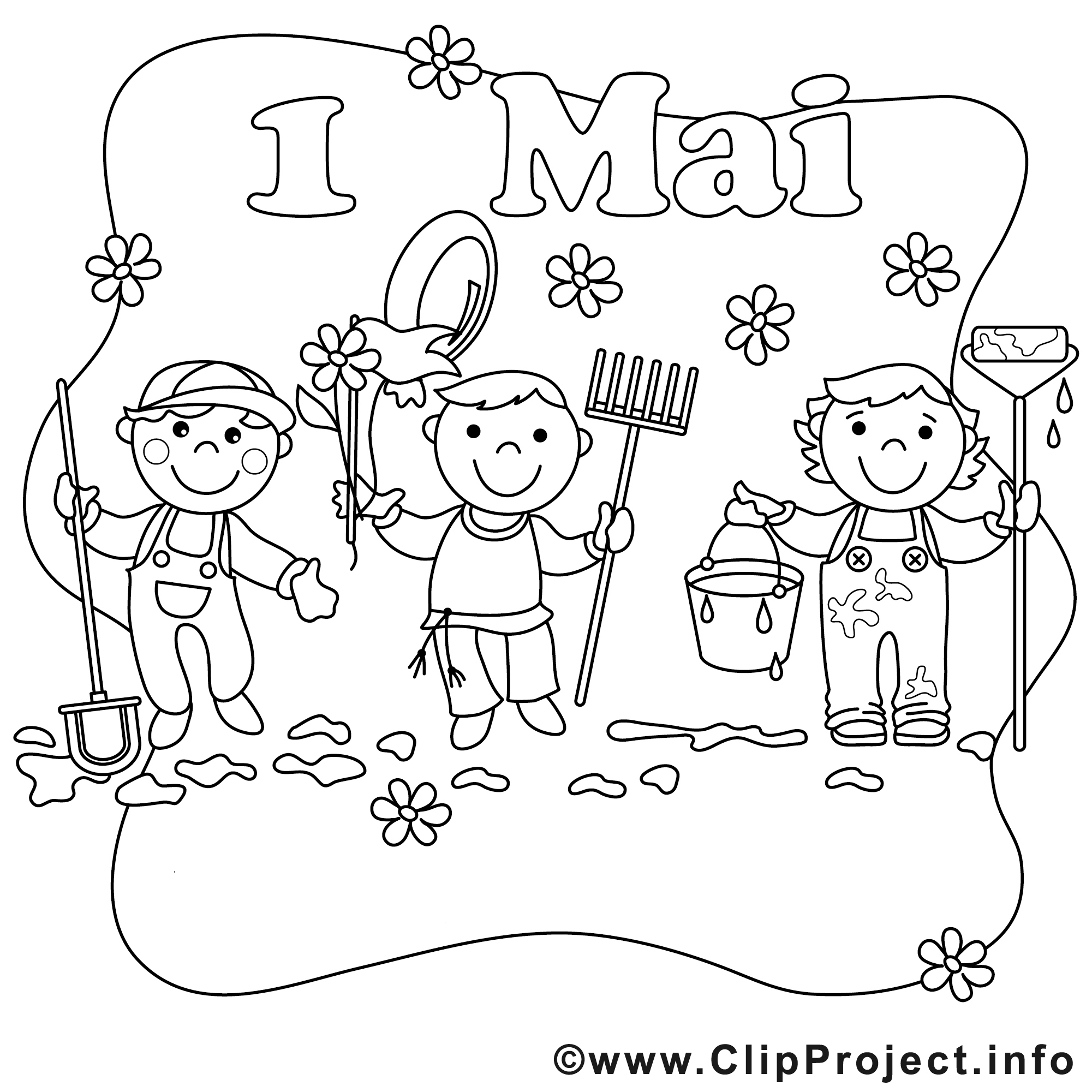 Coloriage premier mai image à télécharger - Premier mai coloriages