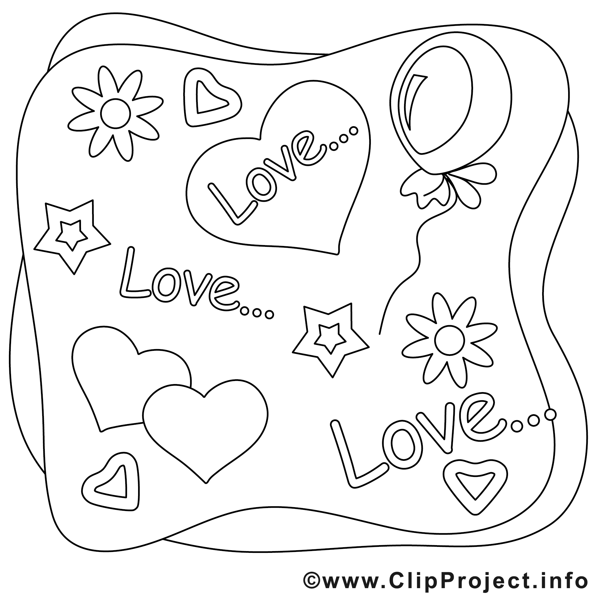 Coloriage amour image à télécharger gratuite  Saint Valentin cartes