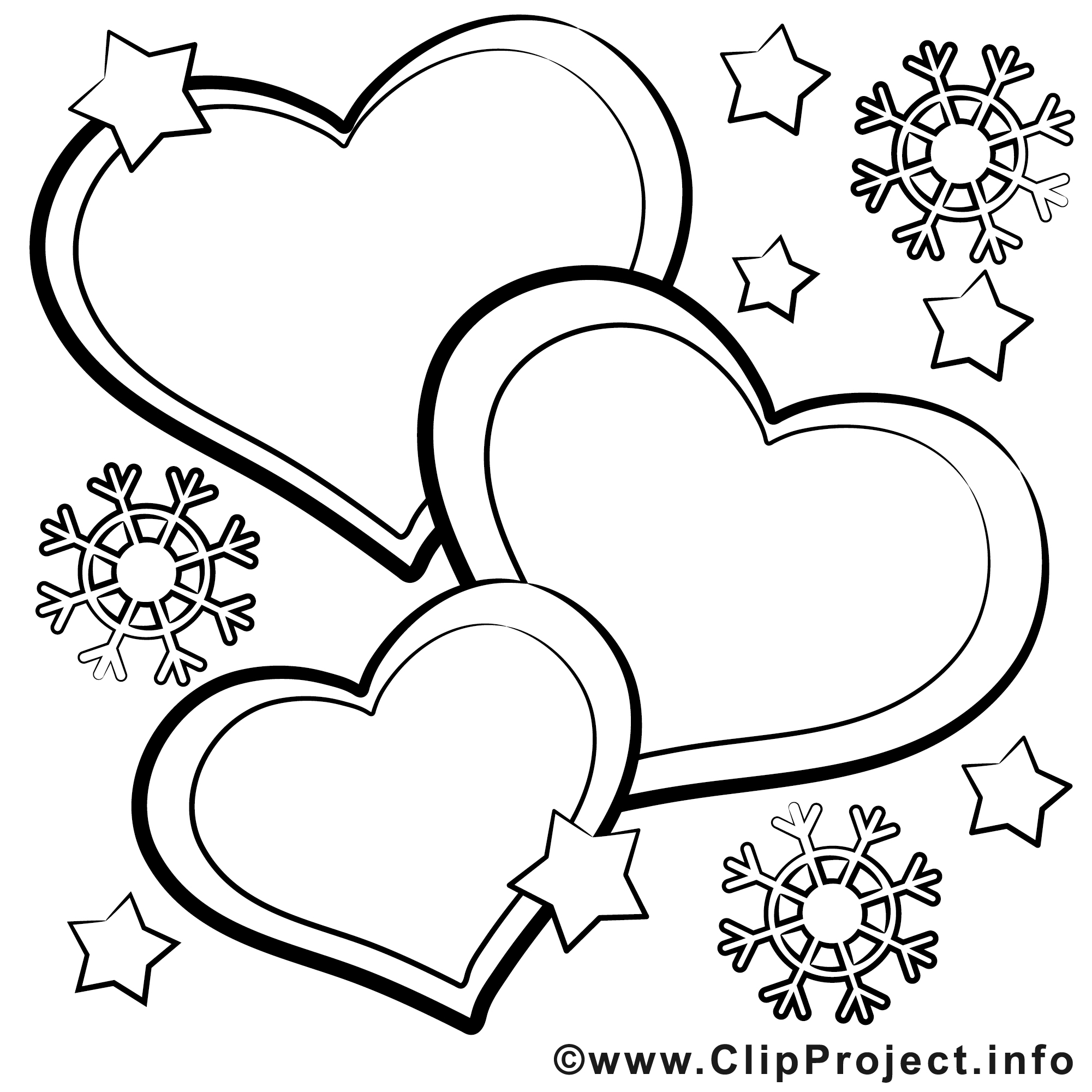 Flocons clipart - Saint-valentin dessins à colorier - Saint Valentin cartes pour la coloration ...