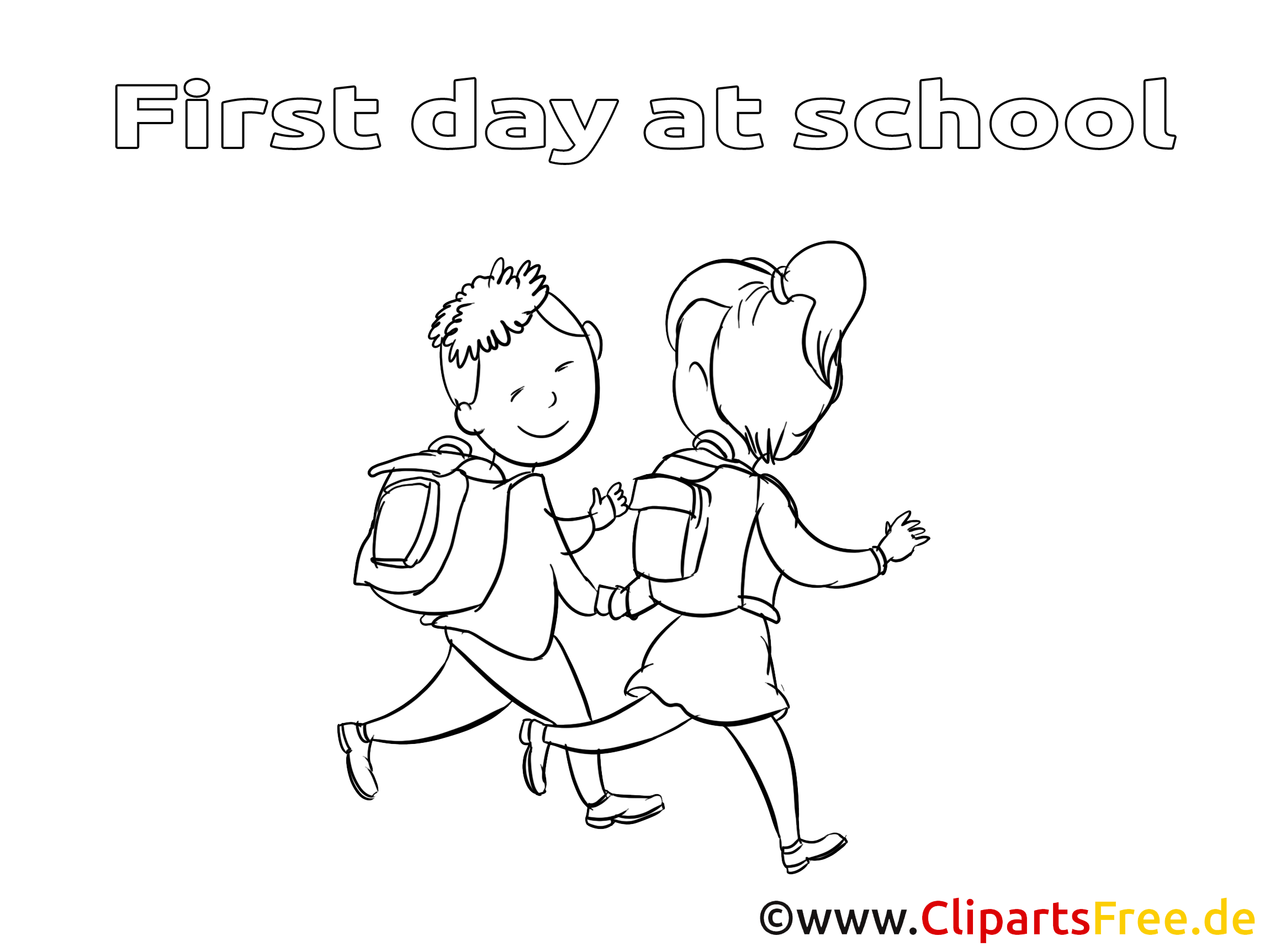 Élèves clipart – Élémentaire dessins à colorier - Scolarisation