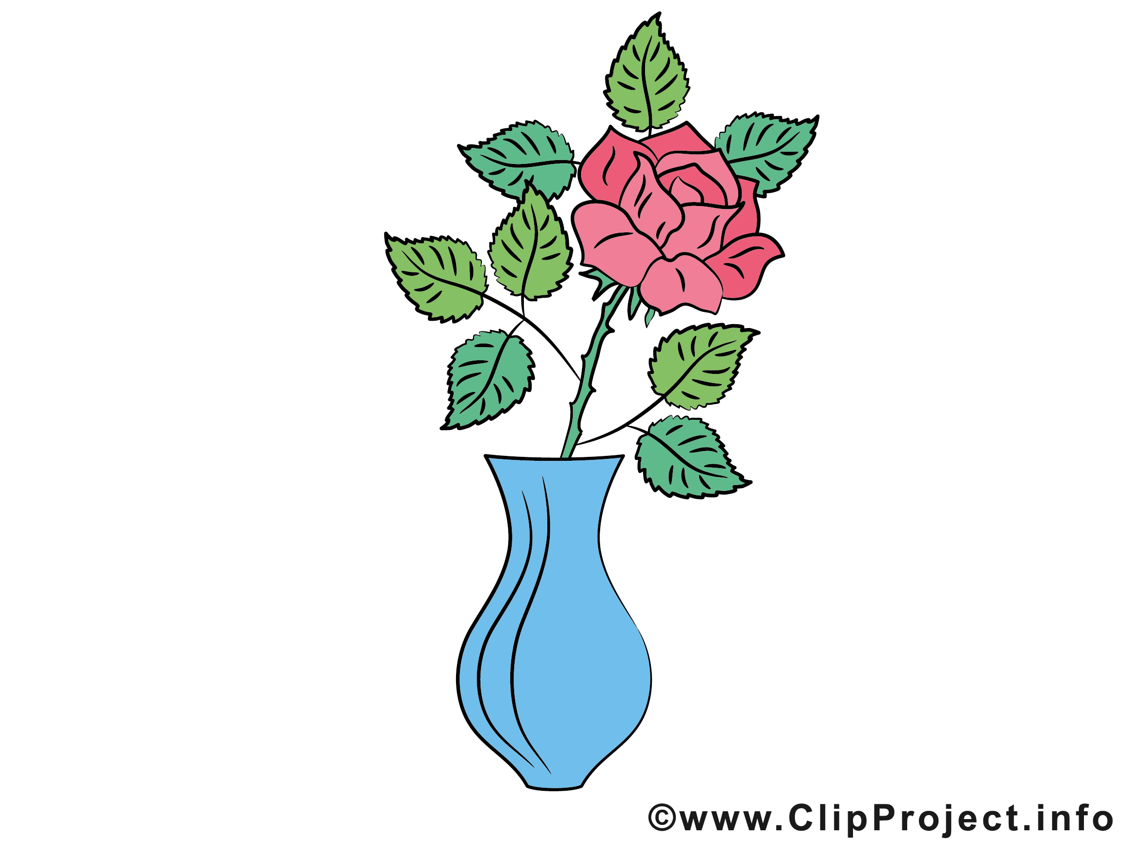 Rose vase dessin - Fleurs cliparts à télécharger - Fleurs ...