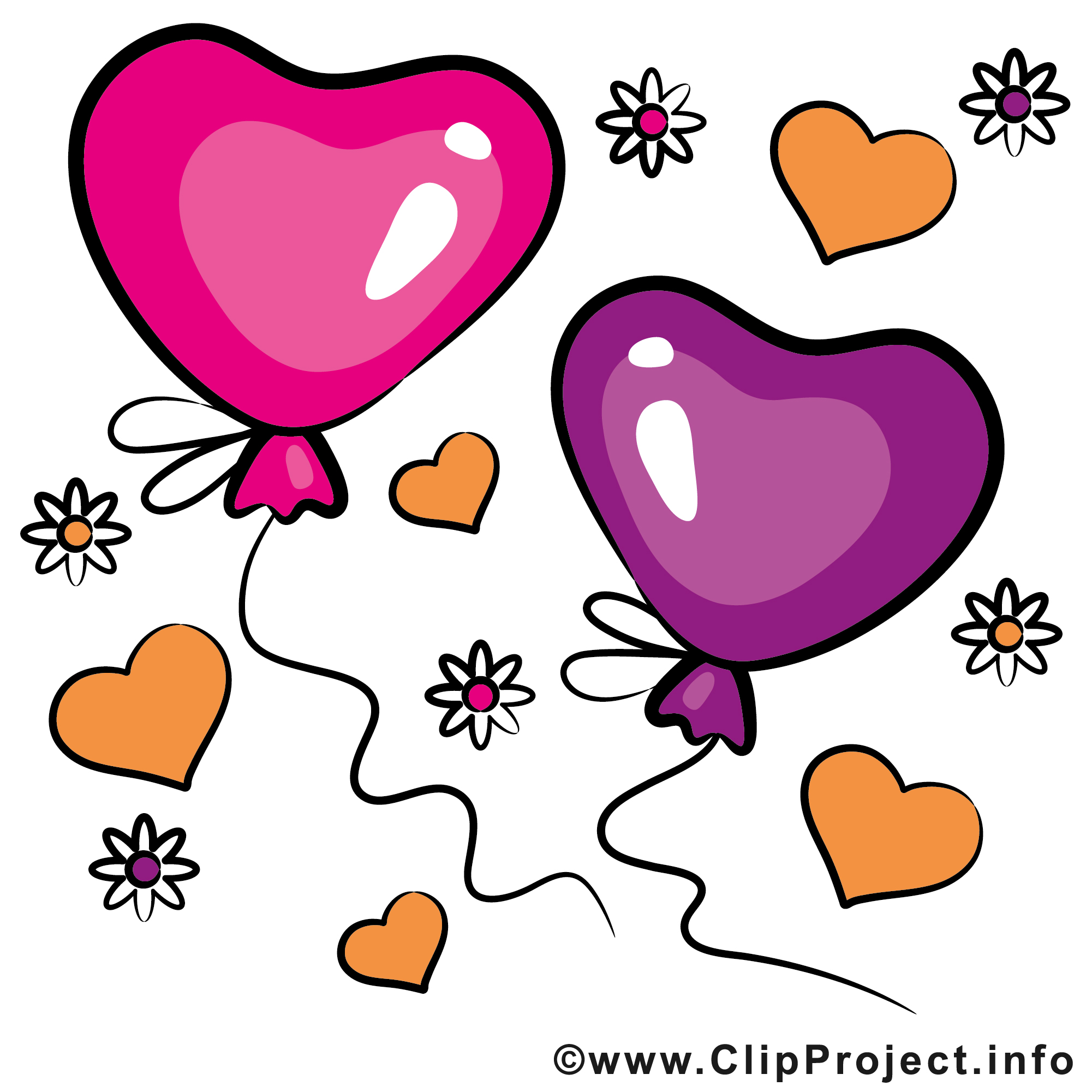 Ballons dessin SaintValentin cliparts à télécharger Saint Valentin cartes Mariage dessin