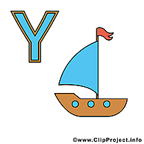 Y Yacht image – Alphabet allemand clipart