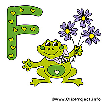 F frog illustration gratuite – Alphabet english clipart