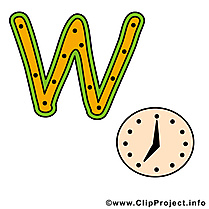 W watch alphabet english illustration à télécharger gratuite