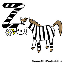 Z zebra dessin – Alphabet english à télécharger