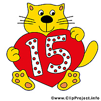 Chat 15 ans dessins gratuits – Anniversaire clipart