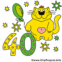 Chat 40 ans images gratuites – Anniversaire clipart