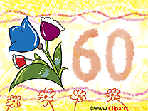 Fleurs 60 ans clip arts gratuits – Anniversaire illustrations