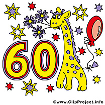 Girafe 60 ans images – Anniversaire clip art gratuit