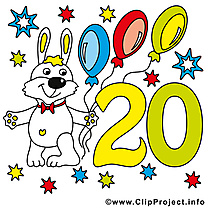 Lapin 20 ans dessin – Anniversaire clip arts gratuits