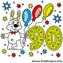 Lapin 90 ans clip art – Anniversaire image gratuite