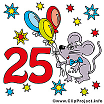 Souris 25 ans images – Anniversaire clip art gratuit