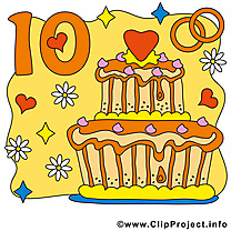 10 ans anniversaire mariage clipart