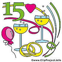 15 ans anniversaire mariage clipart