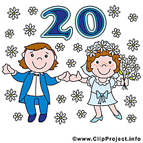 20 ans anniversaire mariage clipart