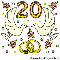 20 ans colombes anniversaire mariage illustration