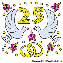 25 ans anniversaire mariage clipart