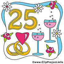 25 ans anniversaire mariage illustration gratuite