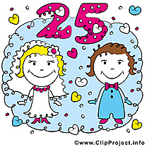 25 ans anniversaire mariage illustrations