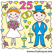 25 ans anniversaire mariage image à télécharger gratuite