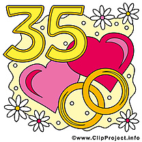 35 ans coeurs anniversaire mariage clipart