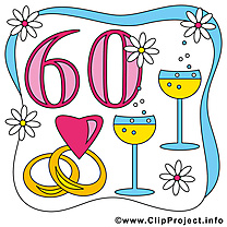 60 ans anniversaire mariage clip arts gratuits