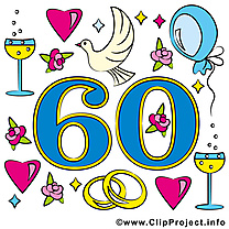 60 ans anniversaire mariage cliparts