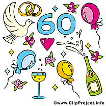 60 ans champagne anniversaire mariage dessin