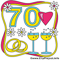 70 ans champagne anniversaire mariage clipart