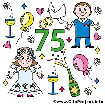 75 ans amoureux anniversaire mariage cliparts