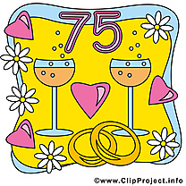 75 ans anniversaire mariage illustration