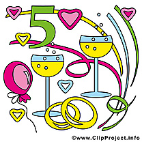 Anniversaire de mariage clip art gratuit – 5 ans images