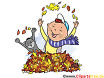 Chat feuilles clipart – Automne dessins gratuits