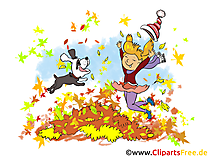 Chien feuilles clipart – Automne dessins gratuits