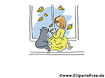 Fenêtre chat clip art gratuit – Automne dessin