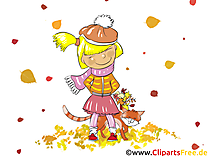 Fille chat image gratuite – Automne cliparts