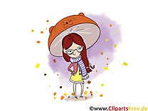 Parapluie fille clipart – Automne dessins gratuits